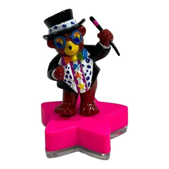 Lisa Frank Hollywood Bear PVC Figurine Rubber Stamp Figurine Pink Vintage 1990's